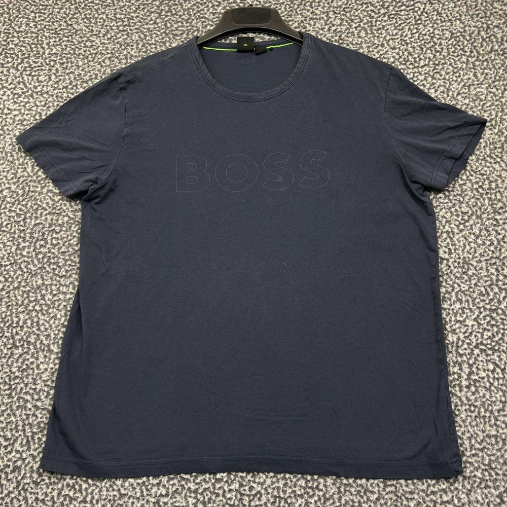 Boss Shirt Men XXL Navy Blue Short‎ Sleeve Crew Neck 2XL